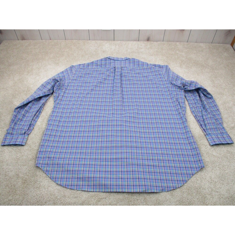 Ralph Lauren Shirt Men 3XLT Tall Blue Pink Plaid Cotton Preppy Casual Button Up - Picture 8 of 11